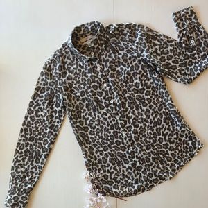 J. Crew Long-Sleeved Leopard Print Perfect Blouse